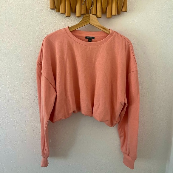 wild fable Tops - Women's Bubble Hem Sweatshirt Wild Fable Cropped Sweatshirt Size M Medium Coral